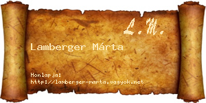 Lamberger Márta névjegykártya